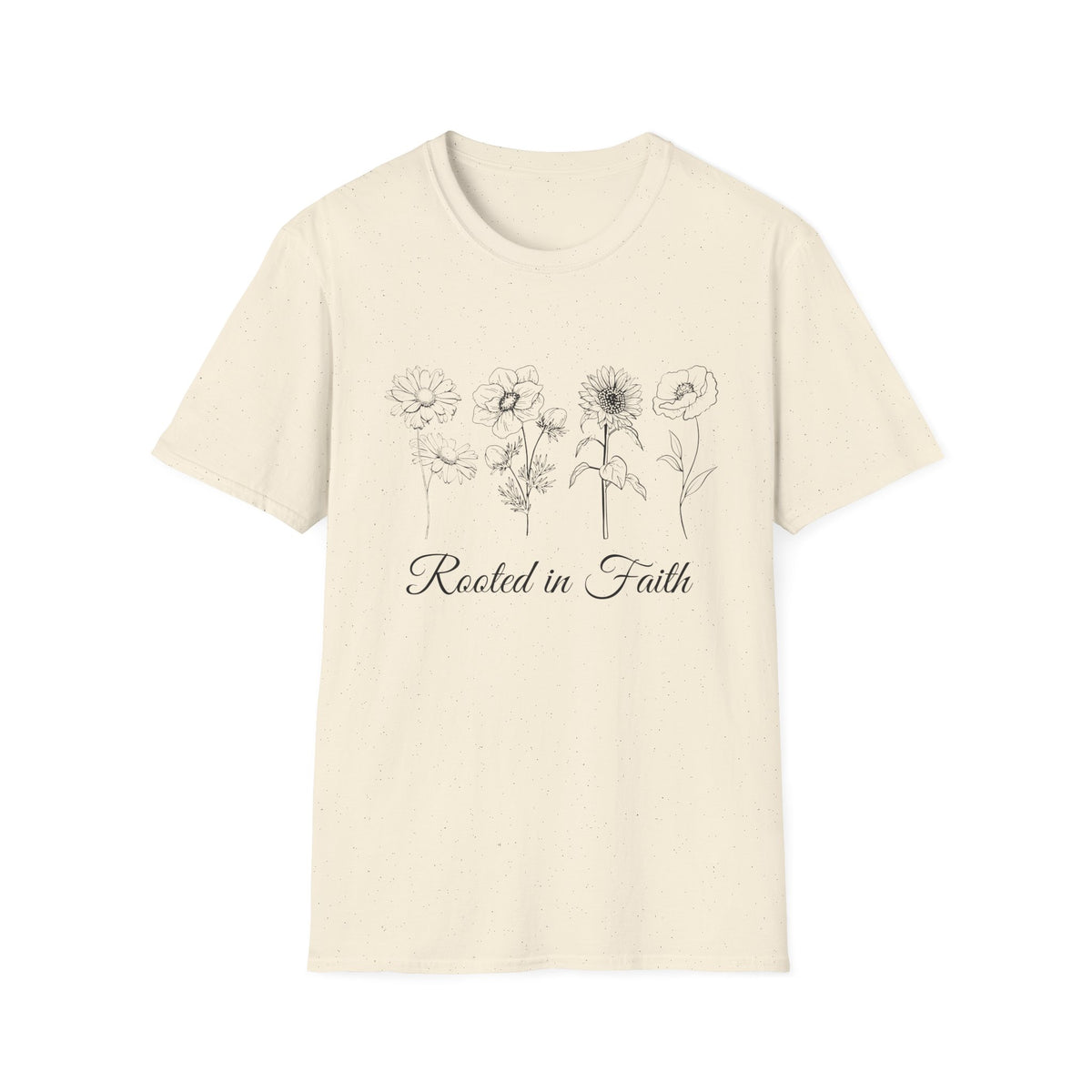 T-Shirt — "Rooted in Faith" Floral Sketch Tee