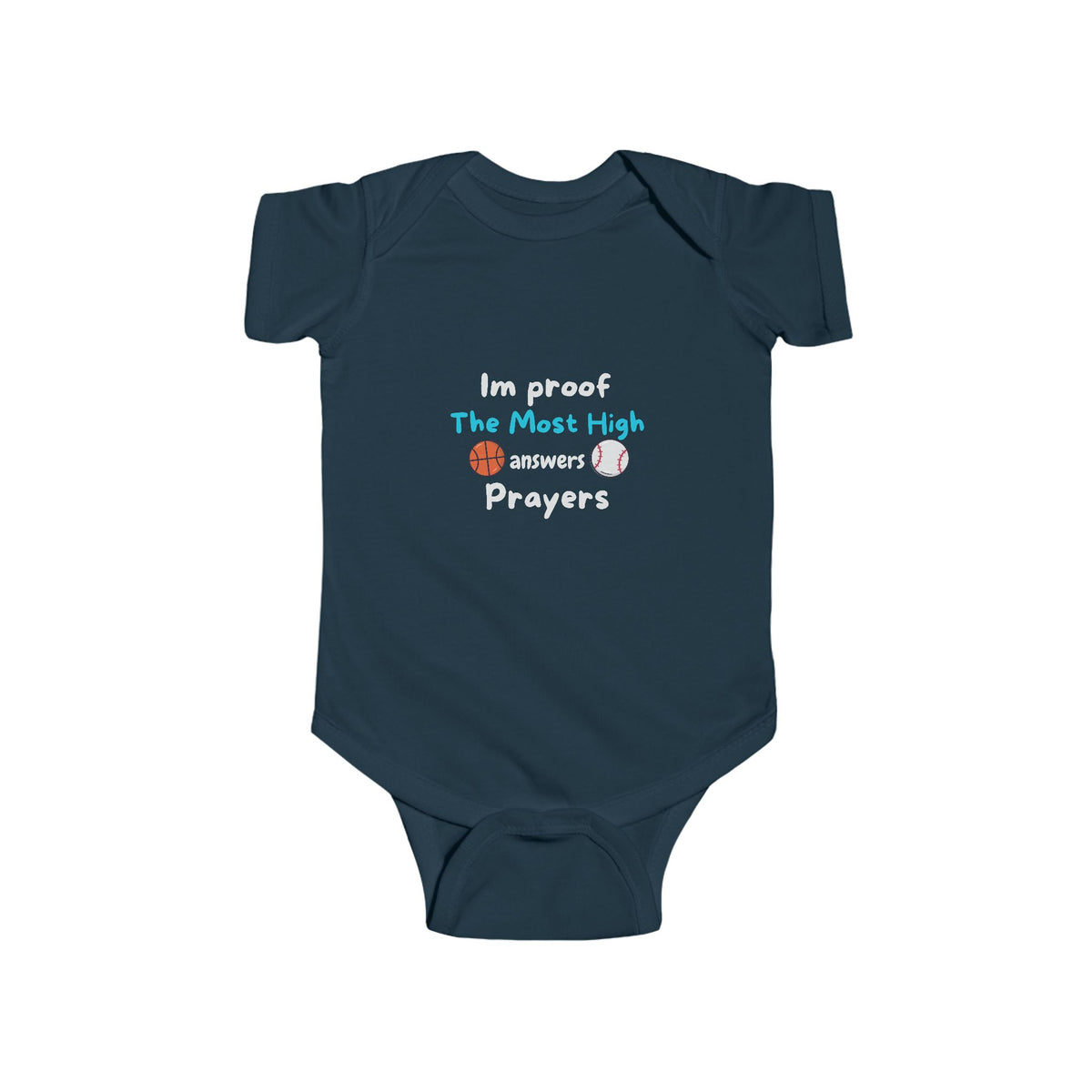 Infant boy Bodysuit – "I'm Proof The Most High Answers Prayers" Baby Onesie (Religious Keepsake)