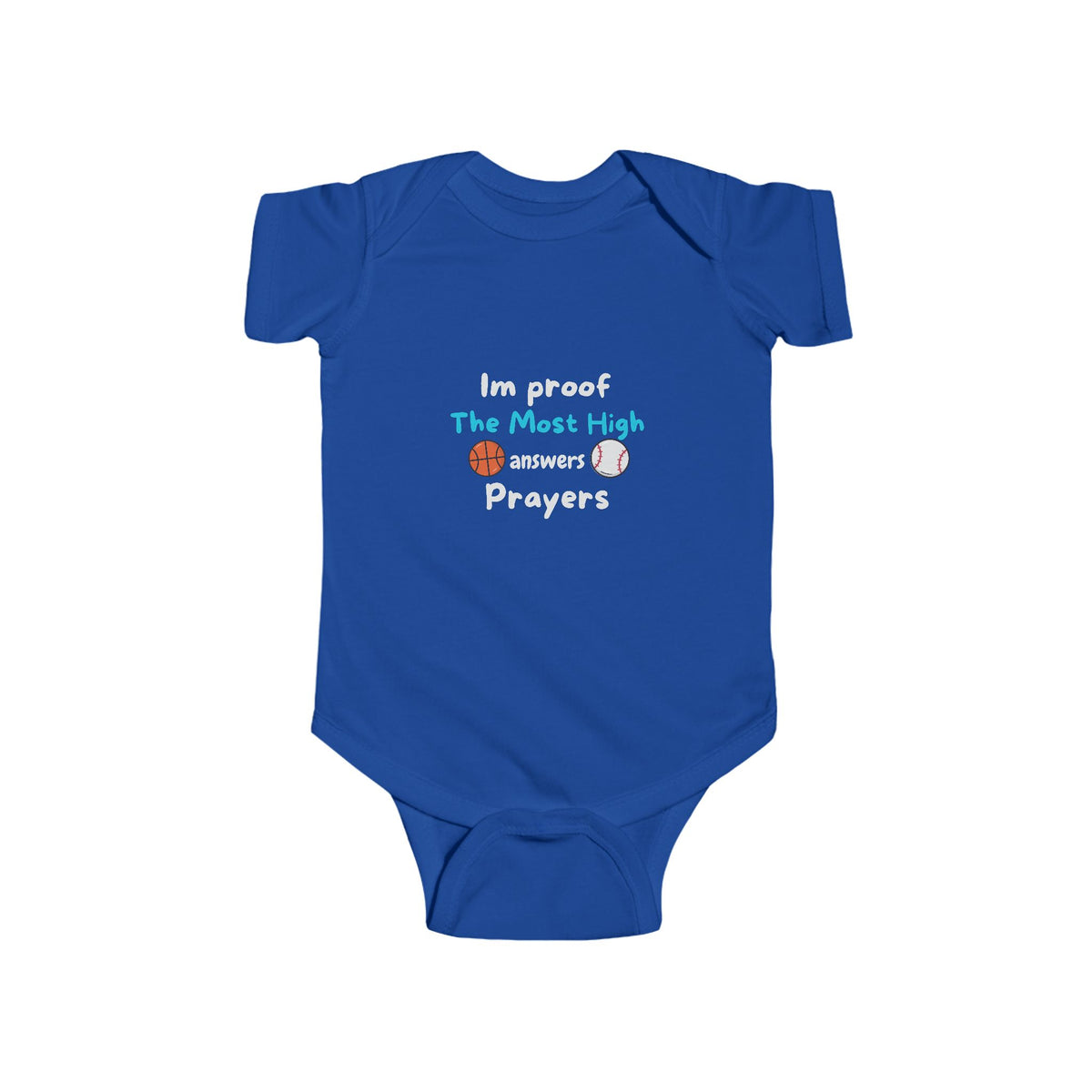 Infant boy Bodysuit – "I'm Proof The Most High Answers Prayers" Baby Onesie (Religious Keepsake)