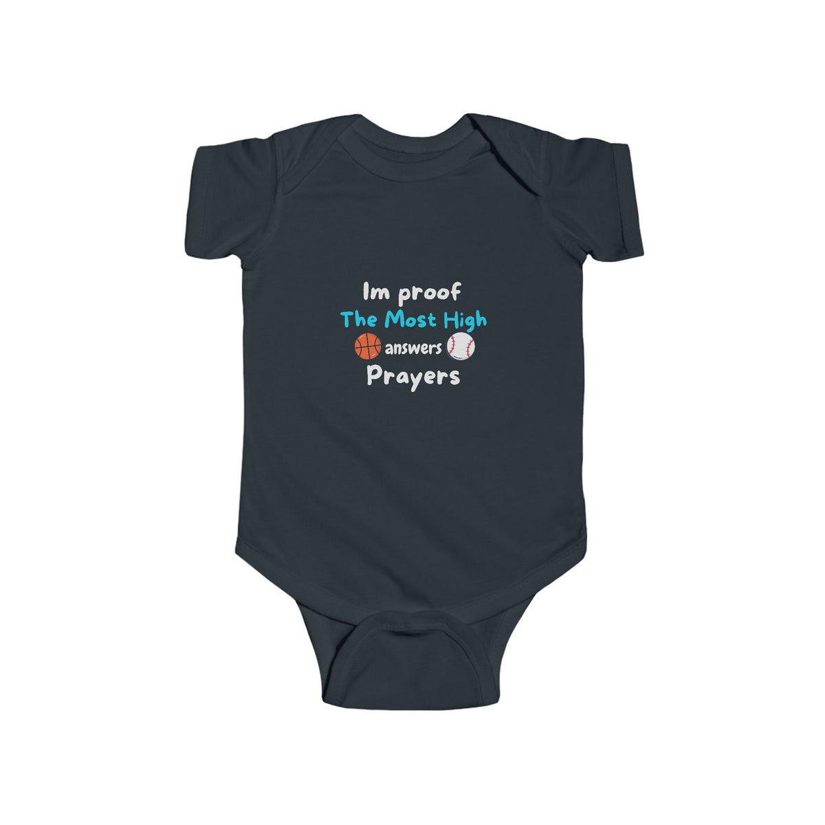 Infant boy Bodysuit – "I'm Proof The Most High Answers Prayers" Baby Onesie (Religious Keepsake)