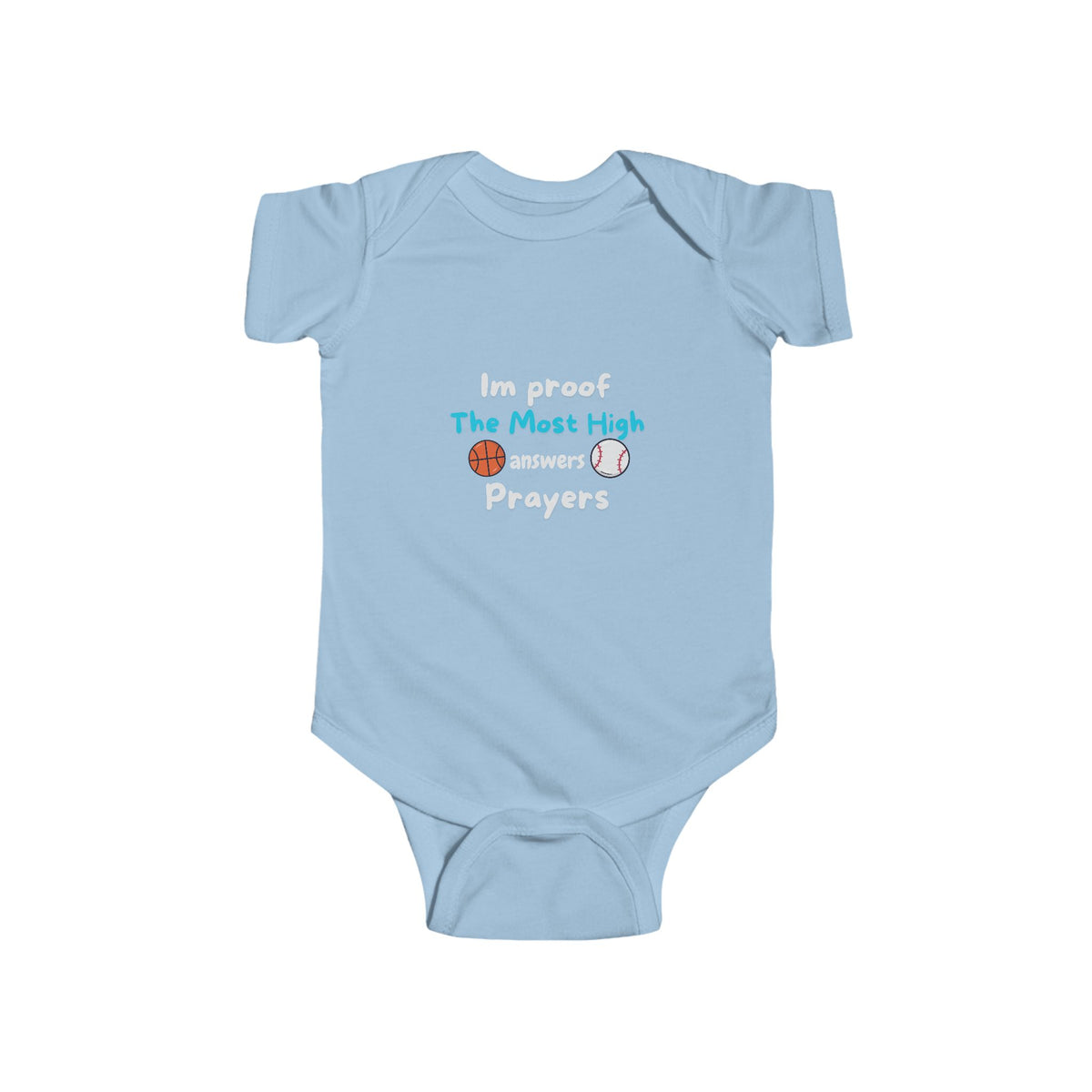 Infant boy Bodysuit – "I'm Proof The Most High Answers Prayers" Baby Onesie (Religious Keepsake)