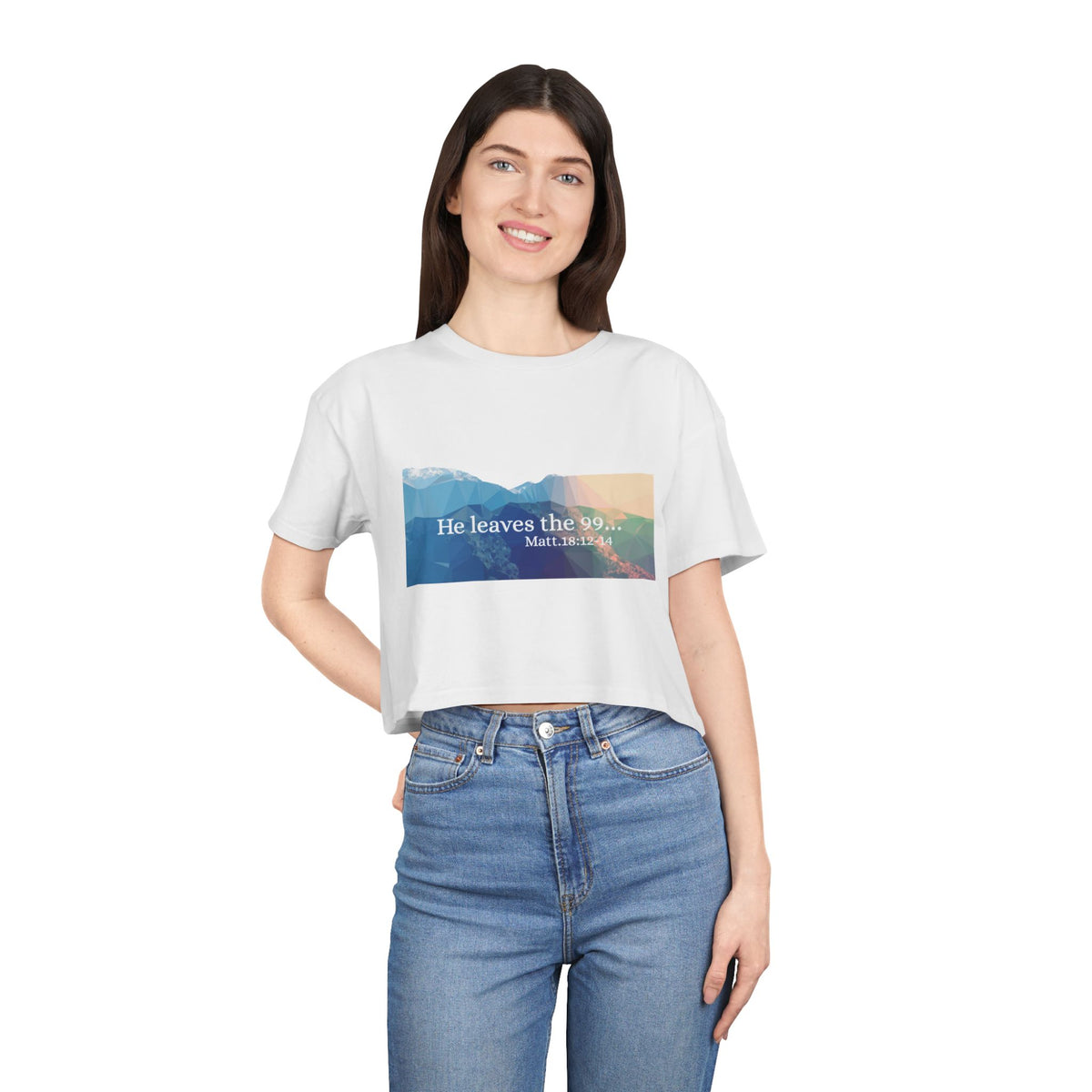 Inspirational Crop Tee for Women - He Leaves the 99, Casual Top, Motivational Shirt, Faith Apparel, Summer Fashion