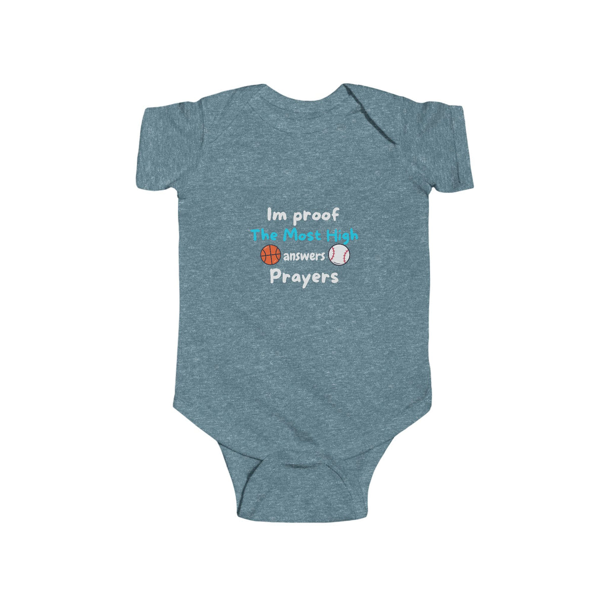 Infant boy Bodysuit – "I'm Proof The Most High Answers Prayers" Baby Onesie (Religious Keepsake)