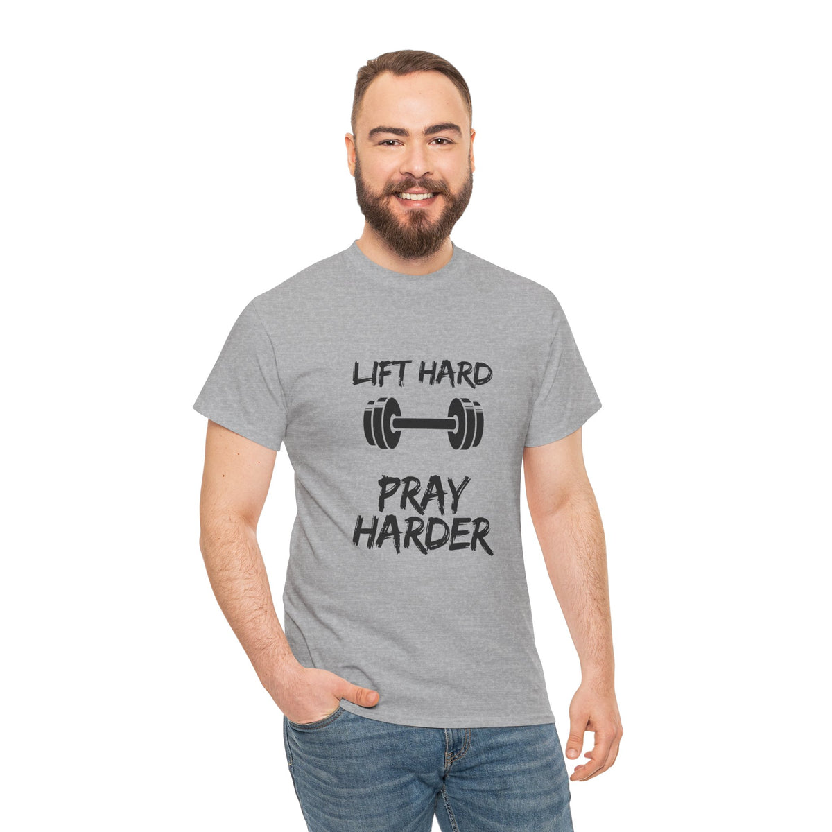 Lift Hard Pray Harder Tee — Faith & Fitness Workout Shirt